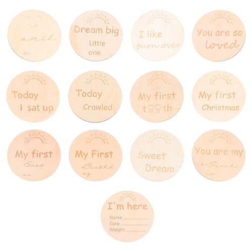Tarjetas de madera beige para registrar crecimiento, regalo de baby shower