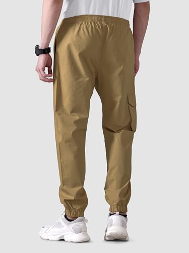 Image of Beyoung Cotton Solid Elastic with Drawstring Cargo Joggers for Men | Regular Fit | 2 Spacious Pockets | Smooth Texture