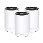 TP-Link Deco XE75 (3-pack) Mesh Router AXE5400 Wi-Fi 6E Tri-Band, Per Tutta La Casa, Porta Gigabit, 802.11ax 6 GHz, AI-Driven, TP-Link HomeShield, MU-MIMO, OFDMA