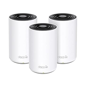 TP-Link Deco XE75 (3-pack) Mesh Router AXE5400 Wi-Fi 6E Tri-Band, Per Tutta La Casa, Porta Gigabit, 802.11ax 6 GHz, AI-Driven, TP-Link HomeShield, MU-MIMO, OFDMA