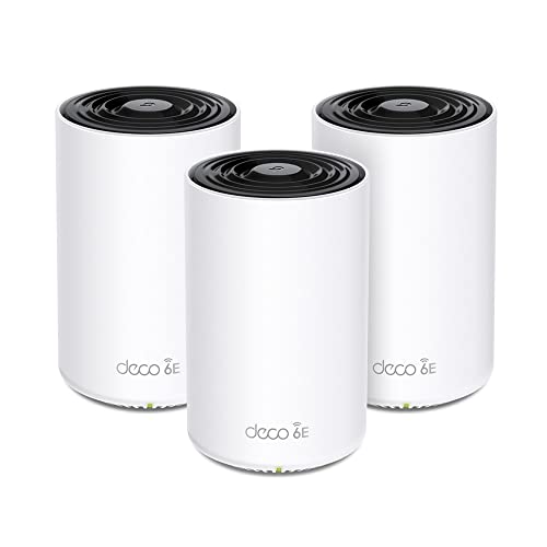 TP-Link Deco XE75 (3-pack) Mesh Router AXE5400 Wi-Fi 6E Tri-Band, Per Tutta La Casa, Porta Gigabit, 802.11ax 6 GHz, AI-Driven, TP-Link HomeShield, MU-