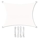 PREPARADO PARA EL VIENTO: La forma cóncava y el material elástico de la vela con bloqueo UV reducen significativamente el riesgo de daños incluso con vientos fuertes. 4 robustos lazos de poliéster, 4 anillos de acero inoxidable y cuerdas de 2 m de largo se utilizan para la instalación y también soportan ráfagas de viento