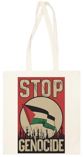 Pinitotee Stop Genocide Palestine Flag Bolso Reutilizable Totebag Beige Unisex
