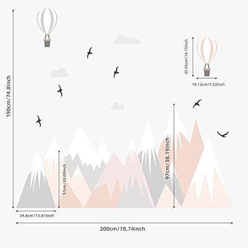 Funlife Fabric Wall Stickers Scandinavian Style Mountain Wall Decals Peel And Stick Landscape, Waterproof Kids Room Wall Murals, Watercolor Wallpaper Decor For Wall Art Bedroom, 78.74" X 74.8" #TOP1