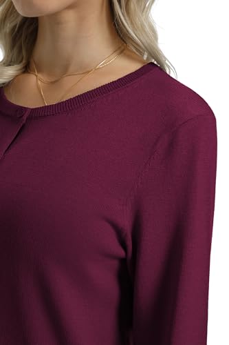 Image of QUALFORT Women's 100% Cotton Lightweight Cardigans Long Sleeve Knitted Button Down Sweater