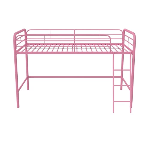 DHP Jett Junior Twin Metal Loft Bed, Pink