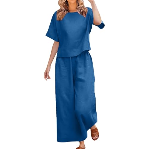 Ensemble d'été en coupe ample avec pantalon fluide et haut manches courtes tailles assorties