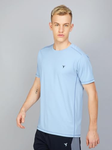 Image of TECHNOSPORT Men's Slim Fit Polyester Activewear Sports T-Shirt with Moisture-Wicking Comfort for Workout, Running & Gym