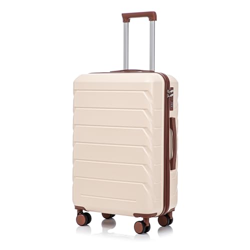 Image of 28 Inch ABS Hard Shell Large Luggage With Combination Lock and Side Hooks, Beige