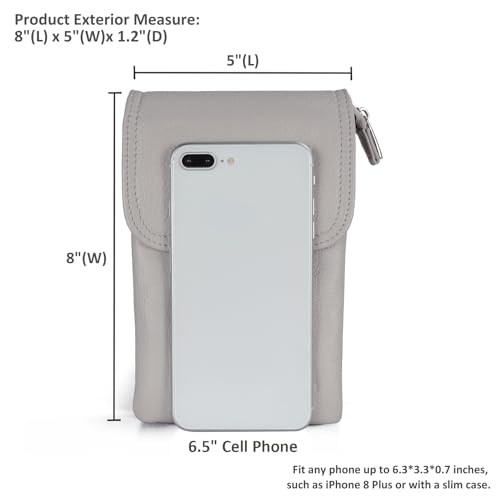 Image of befen Genuine Leather Small Crossbody Bags for Women Cell Phone Bag Cross Body Purses,Silver Zipper