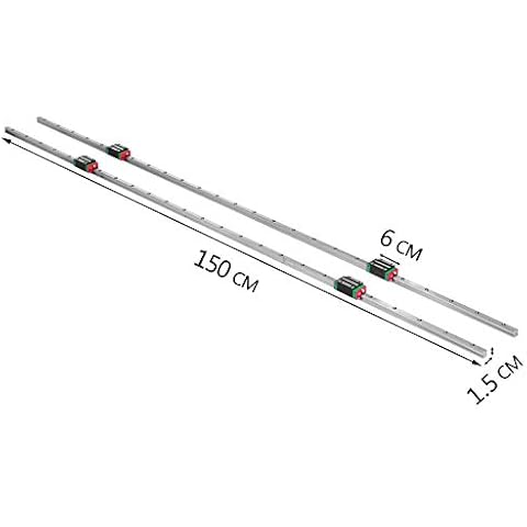 VEVOR Carril Lineal 2 pcs 1500 mm Cuadrado Carriles de Deslizamiento Lineal 4 Bloques Acero Inoxidable Alta Dureza Riel Deslizante Lineal para Máquinas de Soldadura Láser, Tornos, Molinos, Dobladoras Cover