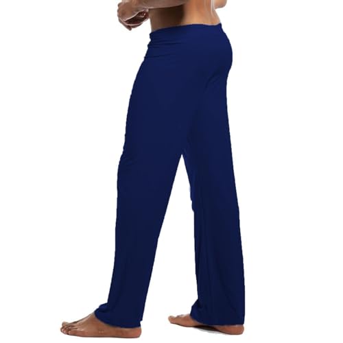 Men's Cool Ice Silk Yoga Pants Lounge Sleepwear Elastic Drawstring Sleep Bottom3