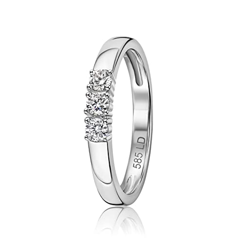 MIORE 0.20 carat diamond Eternity Rings for Women, Anniversary Ring in 585 14ct White Gold, Solid Gold Rings with Jewellery Box for Gifting