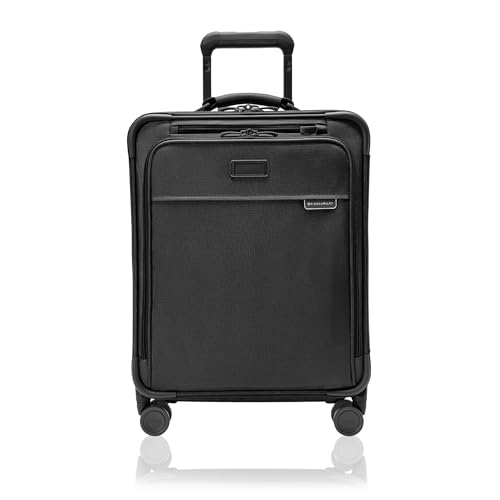 briggs amp riley global 2134 carry on expandable spinner - luggage for international travel suitcases with wheels softside rolling bag for men amp women self-repairing zipper- baseline collection black