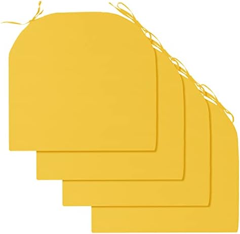 LOVTEX Outdoor Chair Cushions 17"x16"x2" Pack of 4, Patio Cushions for Outdoor Furniture, Water Resistant Round Corner Seat Cushions, Golden Yellow