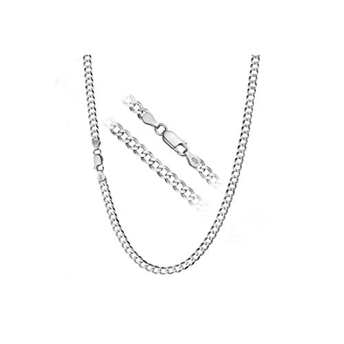 Blue Apple Co. 1.7MM Curb Chain .925 Solid Sterling Silver Sizes 16-30