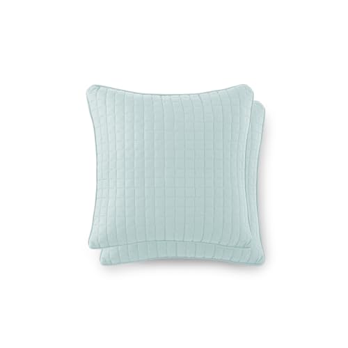 2-Piece Euro Pillow Shams 18x18 for Quilted Bedding Set Microfiber Sky Blue