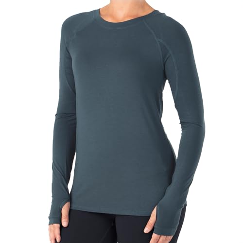 Free Fly Women's Shade Long Sleeve Shirt - UPF 50+ Sun Protection, Breathable, Ultra Soft Sun Blocking Shirts for Women - Blue Dusk, Small