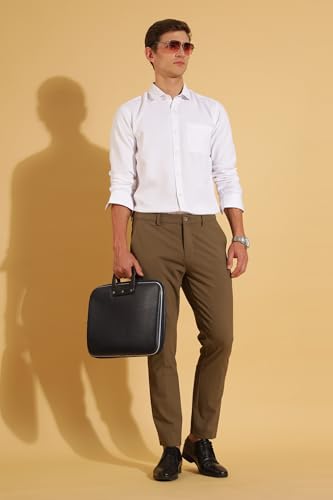 Image of Fyltr Men's Slim Fit Shirt - Dobby Self Design | Full Sleeve | Functional Patch Pocket | White Formal Shirts for Men