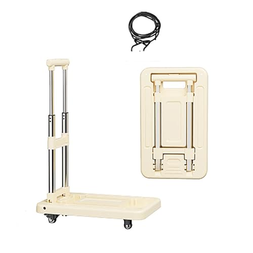Carretilla plegable portátil con ruedas 50x30x92.5 cm crema miniatura 1