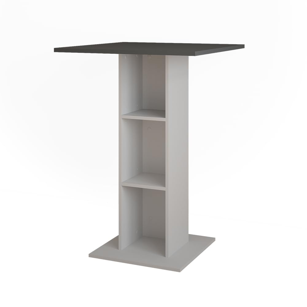 Vicco Table de Bar Repose, Anthracite/Blanc, 75x75cm, pour Une Utilisation comme Table Haute avec étagères intérieures réglables en Hauteur