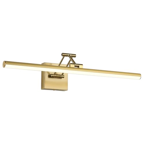 Joossnwell Hard-Wired Picture Light for Wall Brass Art Lighting Dimmable Gallery Light 23.39 inch Picture Frame Light with Adjustable Swing Arm for Painting Library Display Artwork Museum Warm White