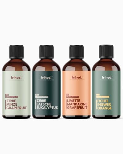 frihed. Organic Sauna Infusion with Meditation App | Infusion Agent for All Sauna Types | Long-Lasting Sauna Fragrance | Extra High-Quality Oil | Gift Idea (Set of 4, Set of 4)