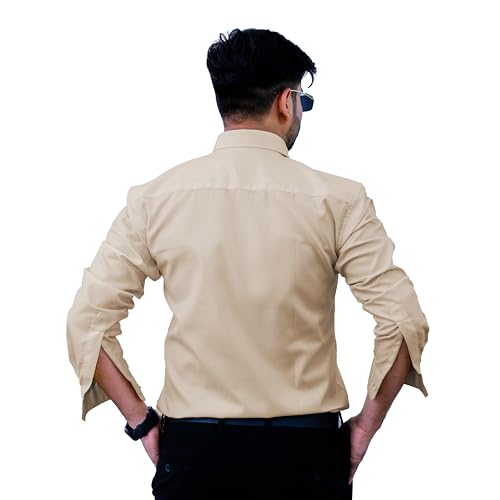 Sparrow Outfit Men’s Pure Cotton Regular Fit Shirt | Casual Wear Formal Shirts for Men and Boys | Spread Collar Long Sleeve Button Down Shirt for Office Parties Special Occasions (Light Yellow) - Image 4