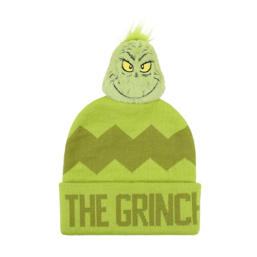 Gorro verde The Grinch com pompom de personagem de pelúcia, Gorro verde gri, Tamanho Único