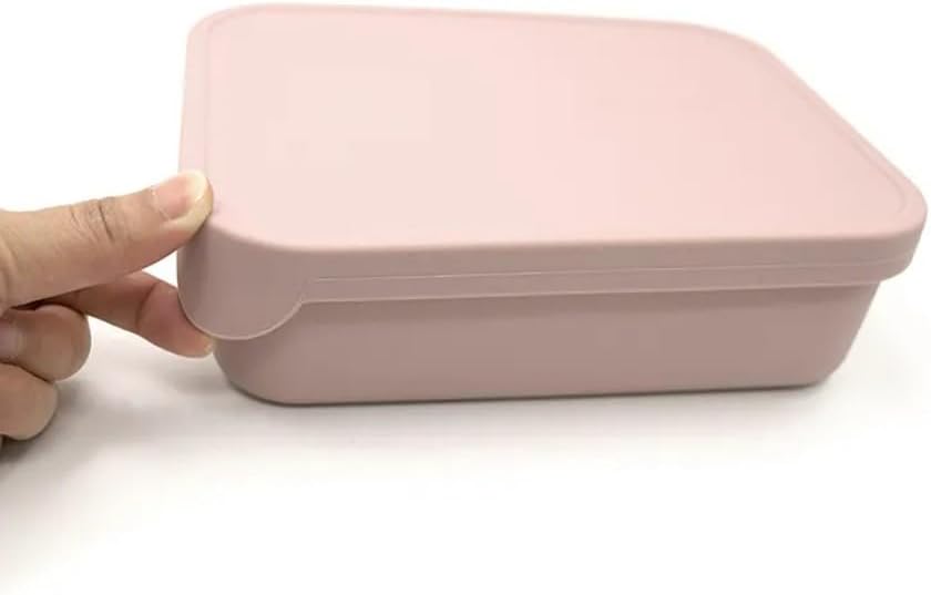 Miniatura 8 de Caja Bento de silicona de 3 piezas, juego de 3 loncheras, silicona escolar, sin BPA, con divisor y tapa dura, apta para lavavajillas y congelador,