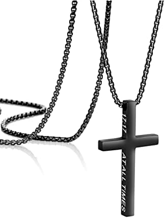 A Friend Loves at All Times Cross Necklaces for Men Christian Religious Faith Birthday Baptism Graduation Christmas Jewelry for Men 16 Inch