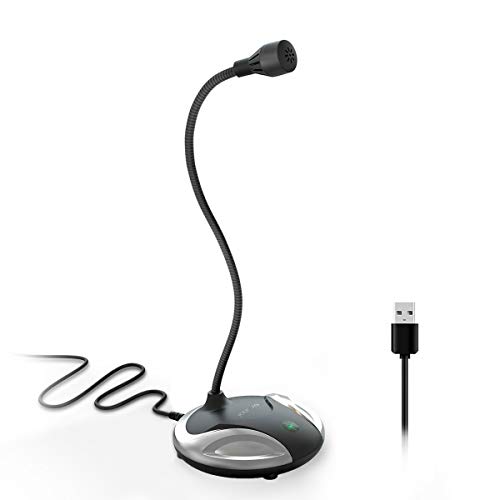 JOUNIVO USB Computer Microphone with Mute Button with LED Indicator, Plug&Play Desktop Noise-Cancelling Mic for PC/Laptop, Microphones for Online Gaming, Recroding, YouTube, Home Studio (JV608)
