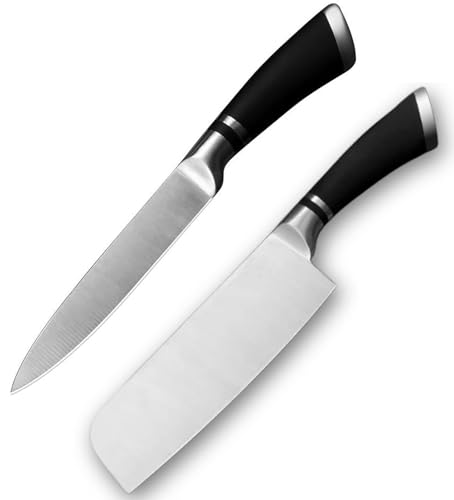 Image of Knife, Butcher Knife, Meat Cleaver Knife Chopping, Cooking Chef Butcher Knife, Sharp Santoku Knives, Kitchen Tools Utensils Nakiri, 12 in (Pack - 2)