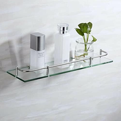 Xpork Bathroom Glass Shelf 40cm Wall Mount Shower Shelf Storage Shelf with Aluminum Rail Tempered Glass Shelf Fashion Bathroom Accessories