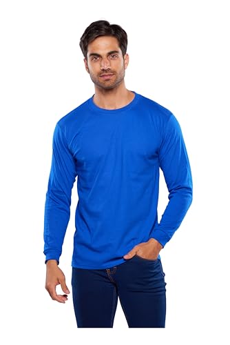 El Mejor Listado de Playera Azul Rey los 5 más buscados. 48 Alfani - Playera Manga Larga para Hombre Basica Algodon-Poliester Premium-Rey-XG