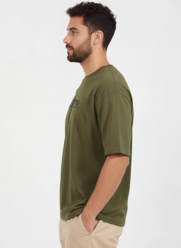 Image of FYLTR Men's Relaxed Fit Oversized T-Shirt | Cotton Blend | Round Neck and Half Sleeves Casual T-Shirt | Comfortable Summer Wear