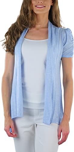 Image of ToBeInStyle Womens Open Front Casual Shrug Lightweight Layering Cardigan Sleeveless or Short Sleeve