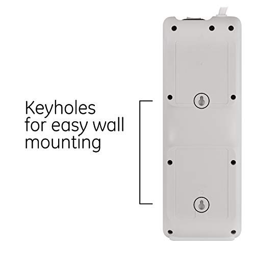 Ge Pro 7-Outlet Surge Protector, 2 Usb Ports, 4 Ft Power Cord, 2100 Joules, 3 Adapter Spaced Outlets, Flat Plug, Twist To Close Safety Covers, Power Filter, Circuit Breaker, Ul Listed, White, 14049 #TOP4