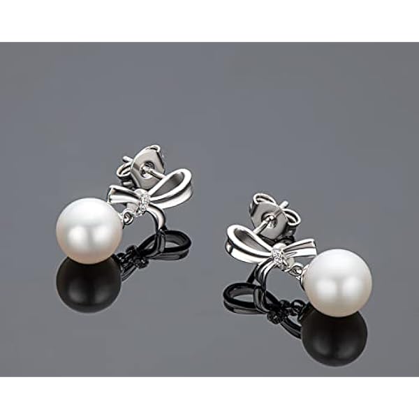 Pendientes de perlas de plata de ley 925 para mujer, perlas blancas cultivadas en agua dulce, aniversario, boda, joyería de San Valentín, regalos para ella