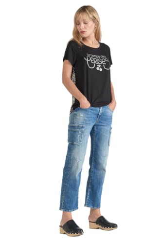 Le Temps des Cerises T-shirt bi-matière Domi noir imprimé