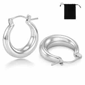 ZKGYUS 1 Pair of Hoop Earrings 925 Sterling Silver, Hoop