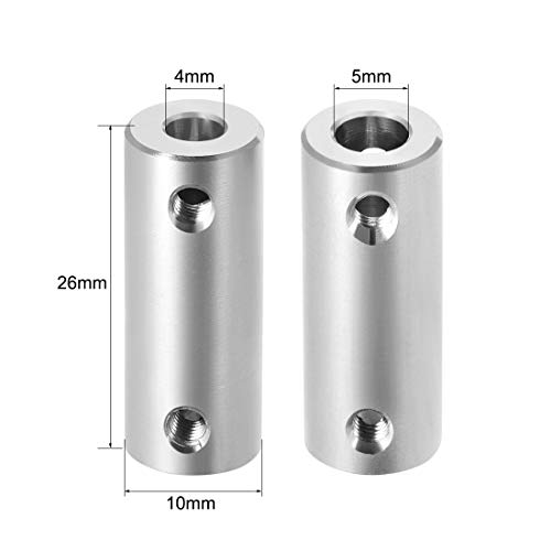 sourcing map Wellenkupplung Verbinder 4mm bis 5mm Bohrung Starrer Kupplungs Stellschraube L26XD10 Aluminiumlegierung