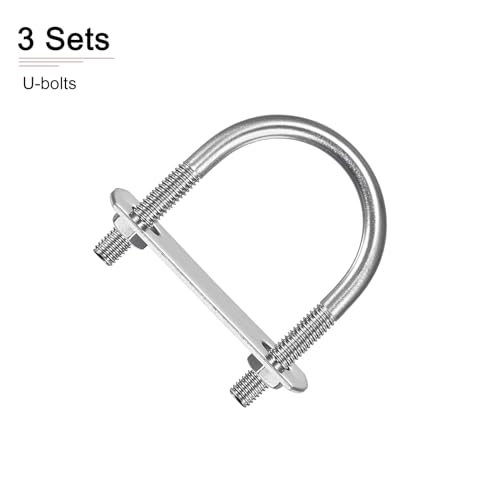 Image of DTGN M6x33x53mm(ThreadxWxL) Round U Bolt - 3Pack - Good for Trailer Pipe Replacement Parts - 304 Stainless Steel U Shape Bolts
