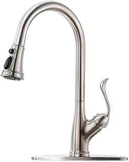 APPASO Single Handle Pull Down Kitchen Faucet with Sprayer, Stainless Steel Brushed Nickel