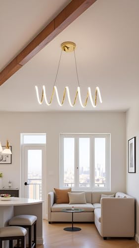 Image of LED Hanging Light for Living Room /Dining Table, Chandelier for Ceiling of Hall, Jhoomer /Jhumar Hanging Lamp for Breakfast Table, Hanging Light for Home Decoration (Golden) (CH59)