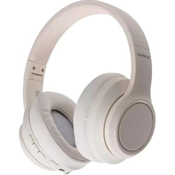 Fone de Ouvido Estéreo Sem Fio Headphone Bluetooth - Redução de Ruído e Longa Duração de Bateria com 18 horas de Bateria, Carregamento Rapido, Design Dobrável (Bege)