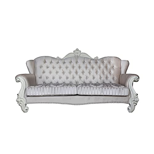 Acme Versailles Sofa W/5 Pillows - 52105 - Ivory Velvet & Bone White #TOP3