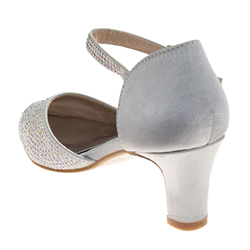 Badgley Mischka Girls Dress Shoes - Kids High Heel Pumps Slip-On Party Block Closed Toe Sandal Satin with Bow (Little Kid/Big Kid) (Black/White/Red/Pink)3