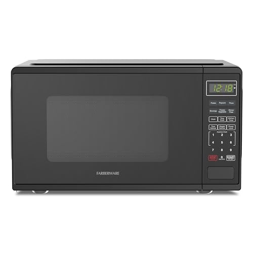 Image of Farberware 0.9 Cu. Ft. 900-Watt Oven Auto, Defrost, & Express Cooking – Compact Countertop Microwave with Digital Display & Safety Lock, Black