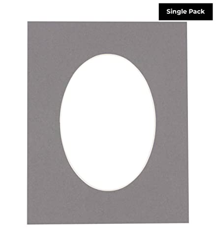 CountryArtHouse Charcoal Acid Free 6x8 Oval Picture Frame Mat with White Core Bevel Cut for 4x5 Pictures - Fits 6x8 Frame - Pack of 1 Matboard Show Kit with Acid Free Backing & Clear Bag